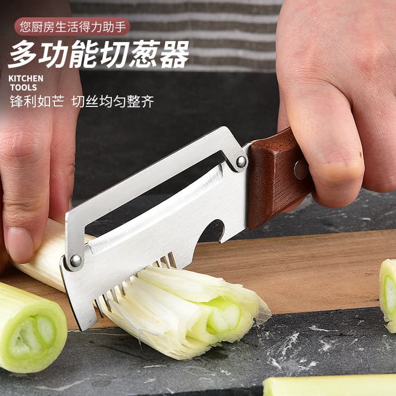 Faca Multifuncional para Descascar e Fatiar, Descascador de Aço Inoxidável, Raspador de Cebolinha, Descascador de Frutas