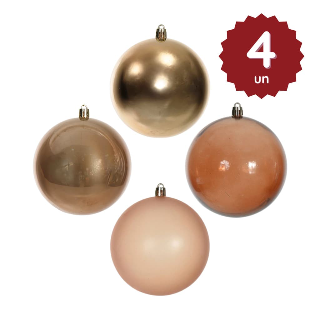 Kit 4 Bolas Natal 10cm Marrom Mistas Enfeite Árvore Luxo Florarte Decoração Natalina Estilo