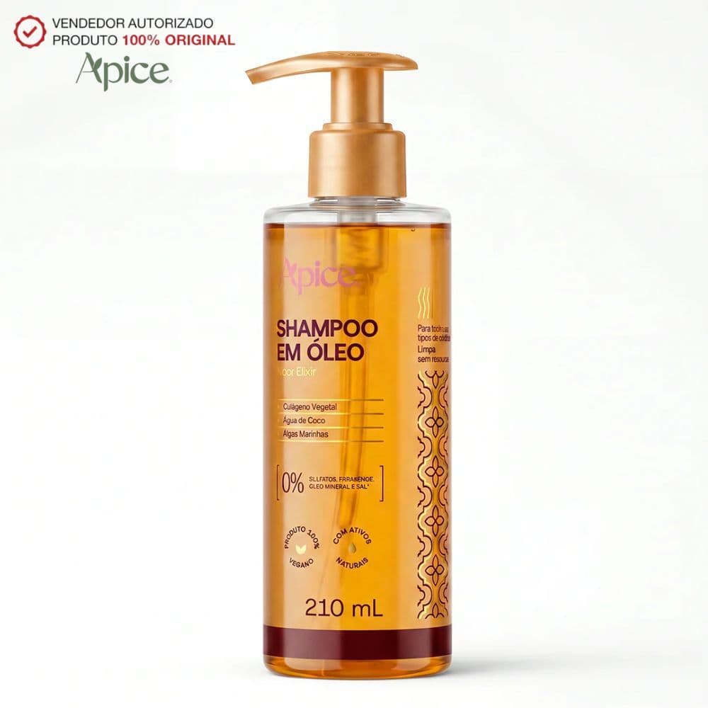 Shampoo em Óleo Elixir 210ml Ápice - Limpeza Profunda para Cabelos Leves e com Brilho!
