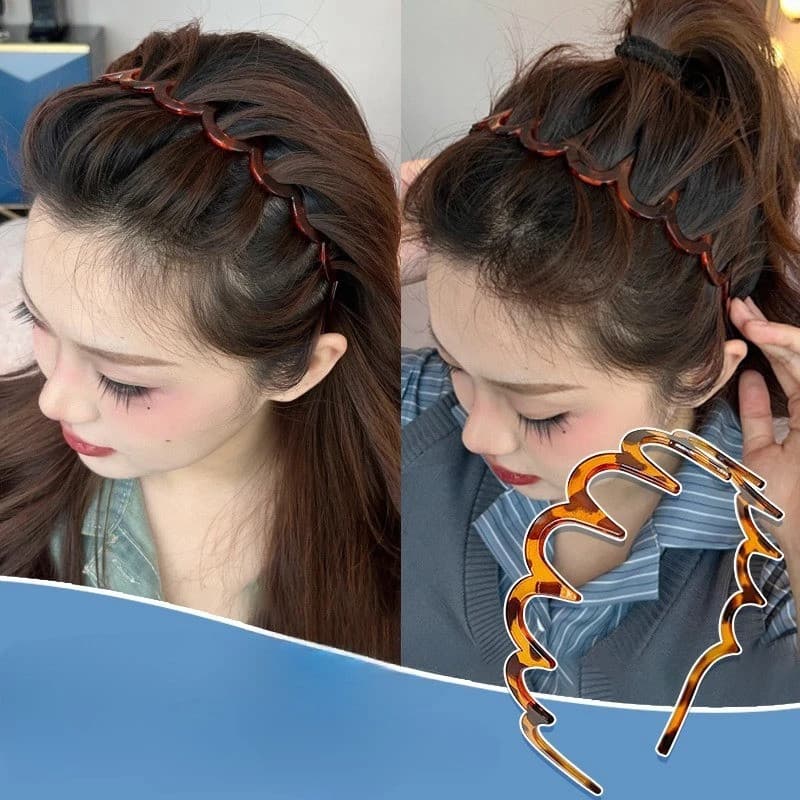 Conjunto 5 Tiaras Onduladas para Cabelo com Pente | Faixas Dentadas Antideslizantes para Fixação Segura