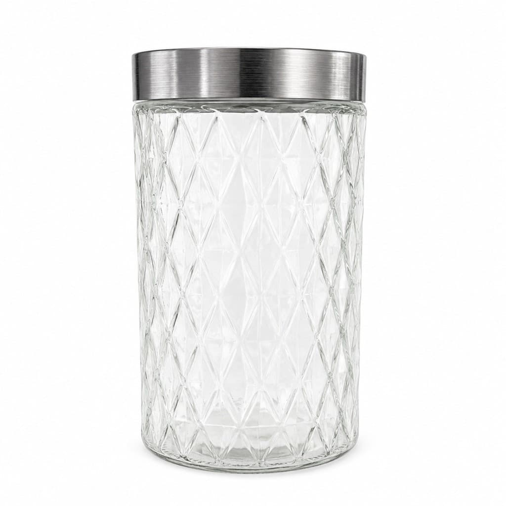 Porta Mantimentos Vidro 1800ml Tampa Inox Cozinha Bolacha Cozinha Potes Hermetico Tapuer Plastico