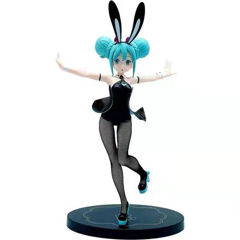 Hatsune MIKU MIKU Orelha de coelho Coelho Menina Hatsune Coelho preto em pé Anime Figura Anime
