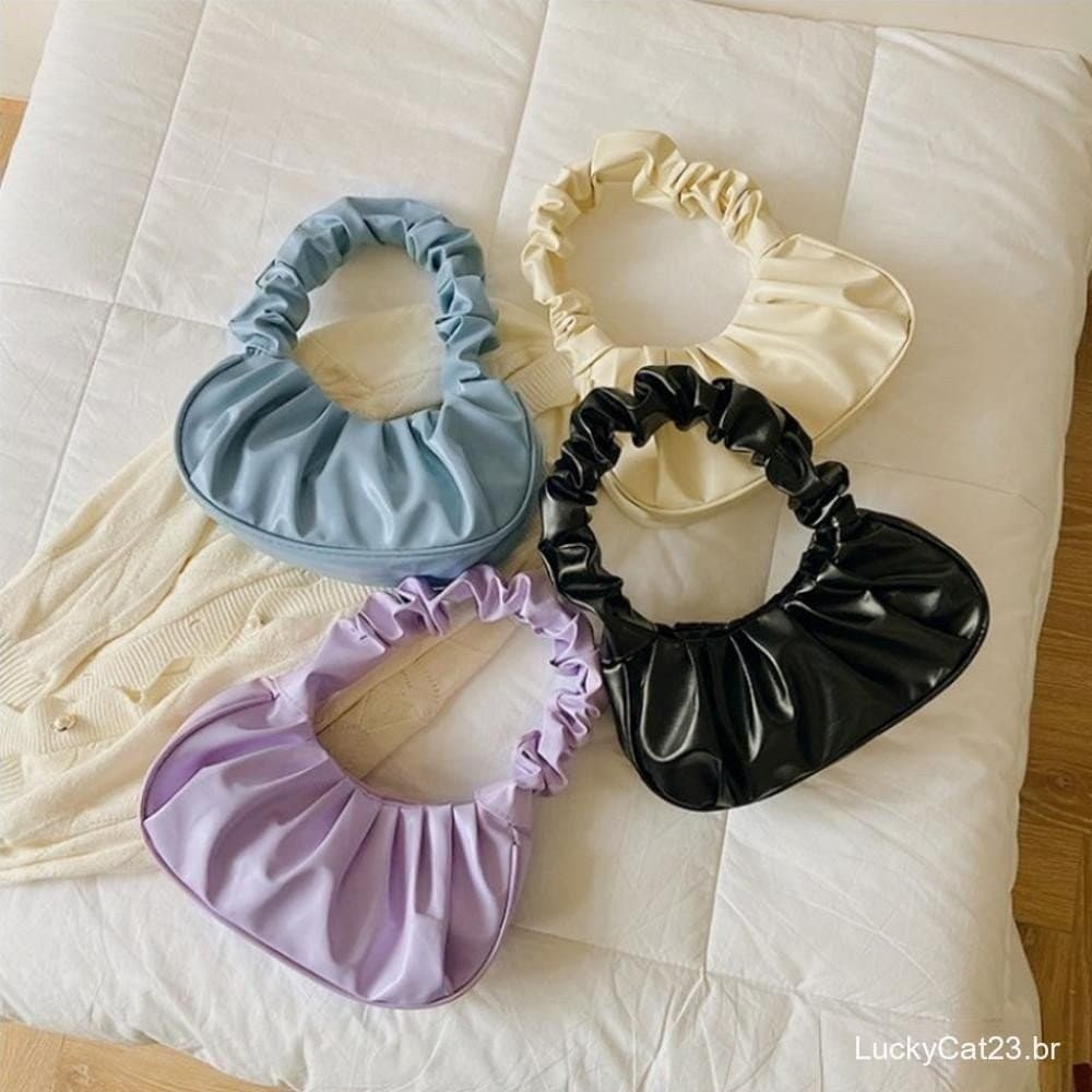 Bolsa Nuvem Plissada Feminina, Couro PU, Cor Sólida, Casual, Para Usar Debaixo do Braço, Para Compras, Bolsa de Ombro, B