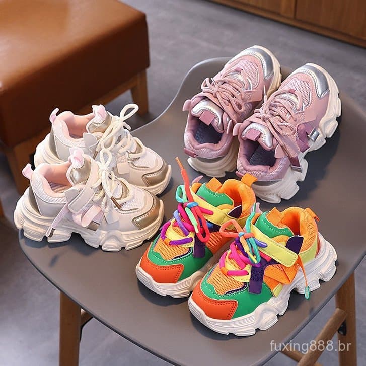 Tênis infantil Sapatos infantis casuais para meninos Moda tênis de corrida para meninas Leve e macio
