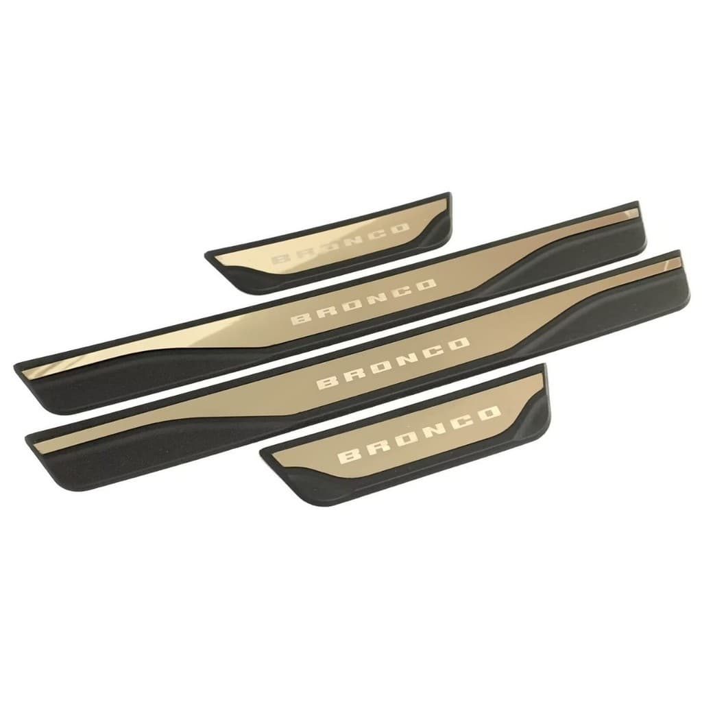 Aço Inoxidável Guarnição de Soleira Proteção de Porta de Carro para Ford Bronco Sport, Conjunto de 4 peças
