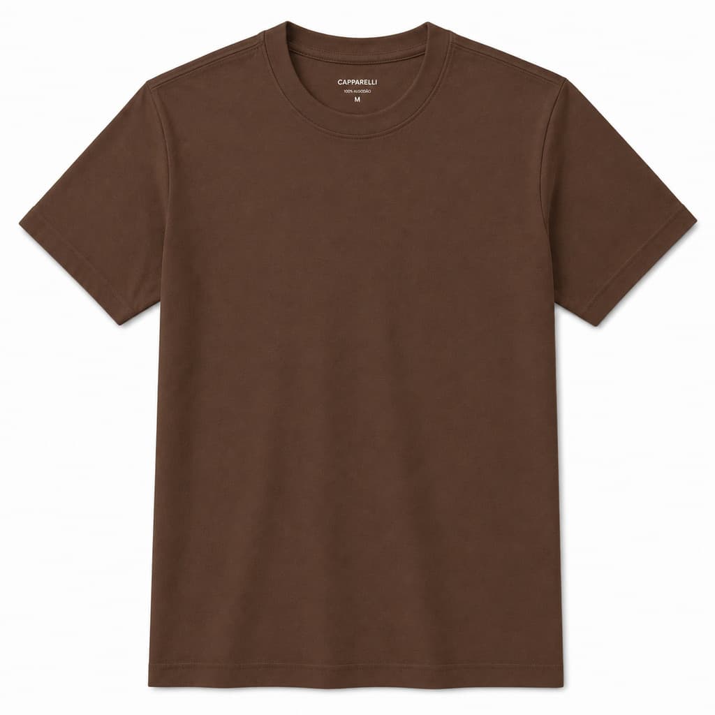 Camiseta Básica Marrom 100% Algodão Unissex Masculina Feminina Confortável  Gola Redonda