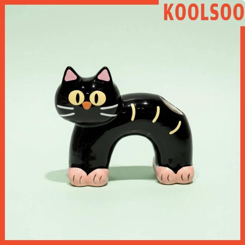 [Koolsoo] Suporte Para Escova De Dentes De Cerâmica Gato Fofo Design Organizador De Bancada Banheiro Caso De Armazenamen