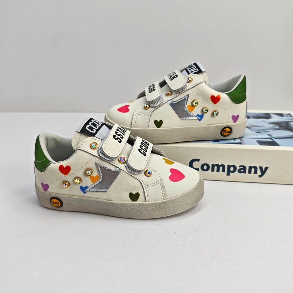 5002 Velcro Quatro Estações Novos Tênis Estrela Infantil Estilo Coreano Moda Lantejoulas Meninas Sapatos Casuais Sola Ma