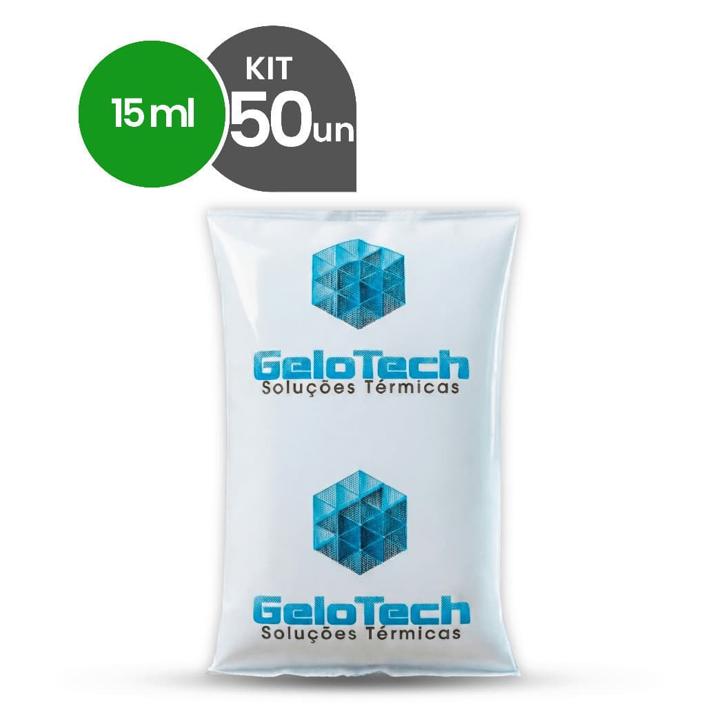 Kit 50 Gelo Reutilizável 15g Até 8h Gelado Não Molha | GeloTech Flexível Gel Artificial Atóxico