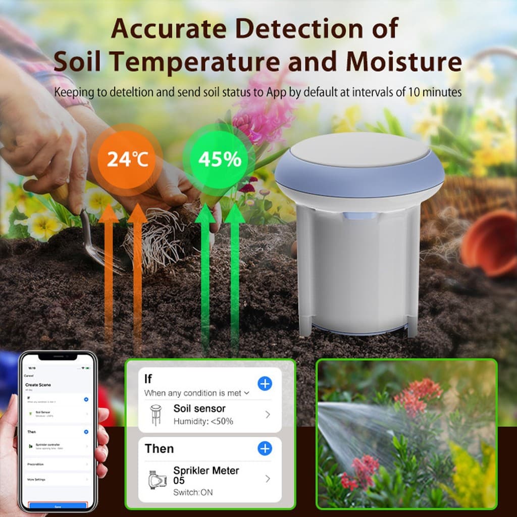 Sensor Inteligente De Solo 2.4G WiFi Bluetooth 5.0 IP66 À Prova De Água Testador De Temperatura E Umidade Do Para Gramad