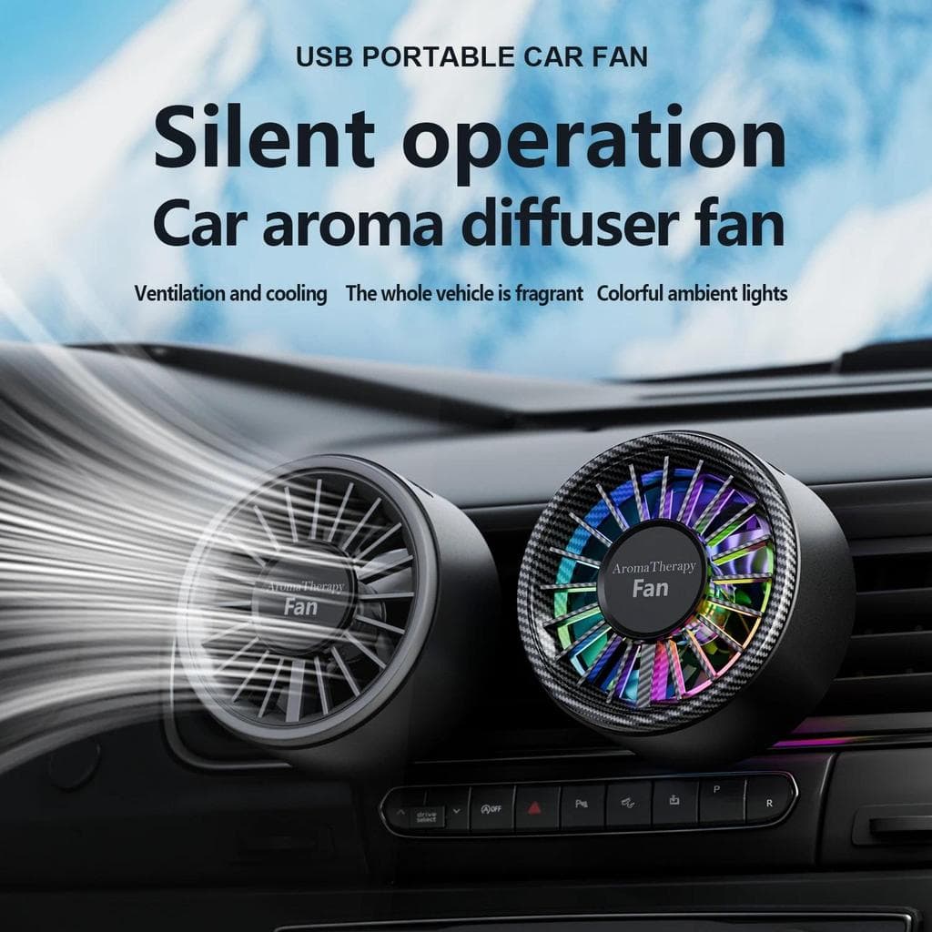Novo Ventilador De Aromaterapia Para Carro , Iluminação Ambiente Legal De Sete Cores USB , Três Ventiladores De Ajustáve