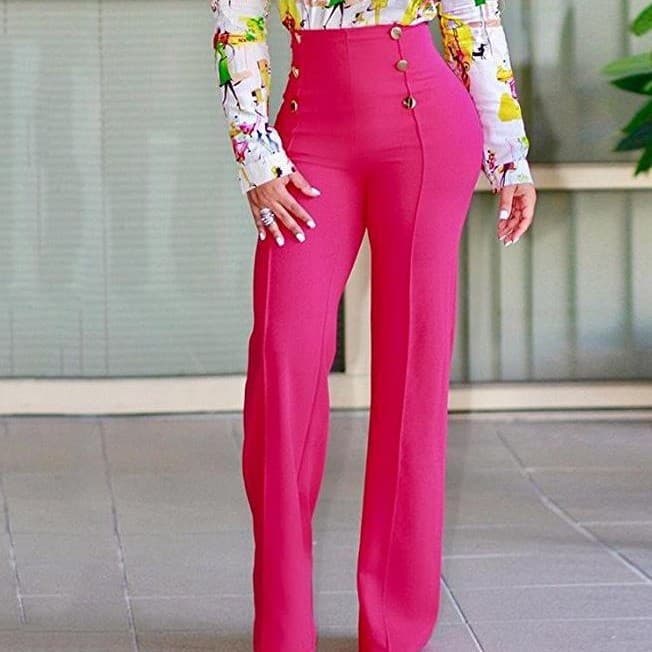 Calças Femininas Elegantes de Corte Justo, com Cintura Dupla e Ligeira Elasticidade, Disponíveis em Outras Cores