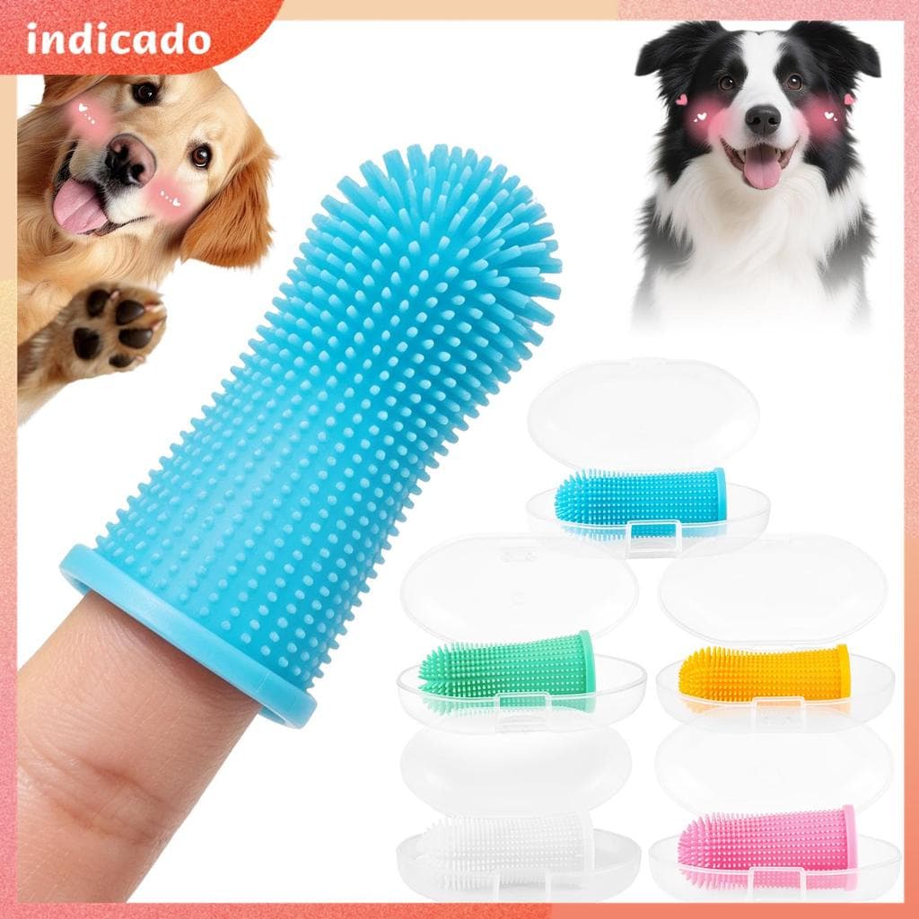 5 Peças Escova De Dedo Para Animais De Estimação Dentes De Silicone SHOPSBC7390