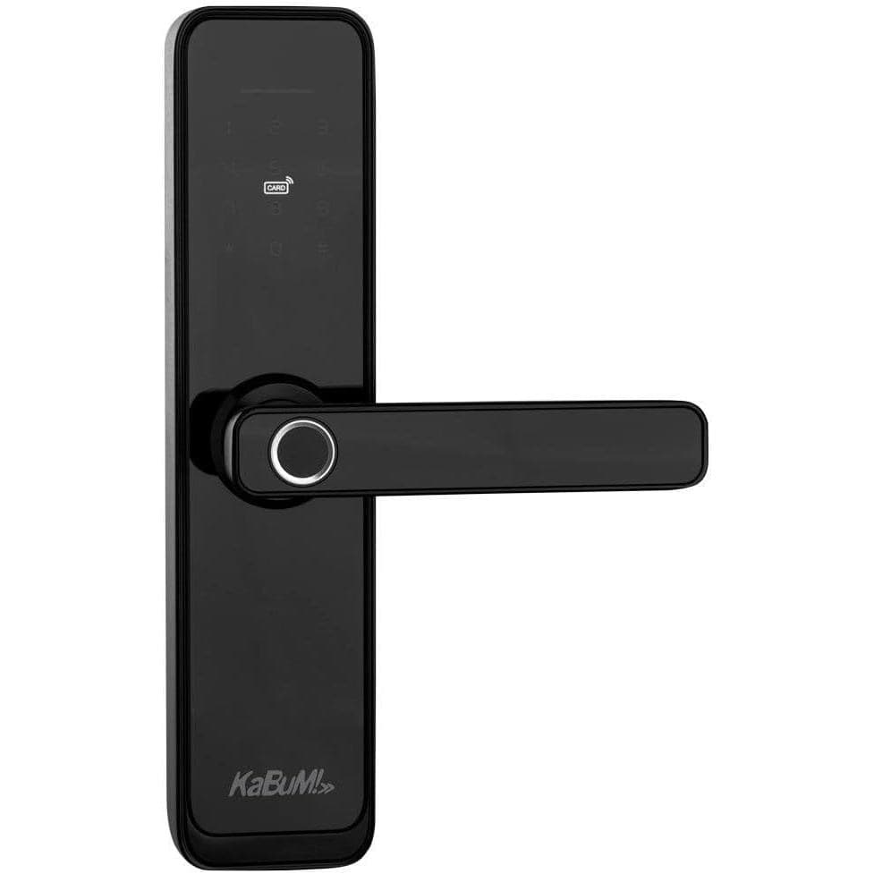 Fechadura Digital KaBuM! smart 500 - Biometria, controle via aplicativo, Vidro Preto (Com maçaneta) - KBSG001