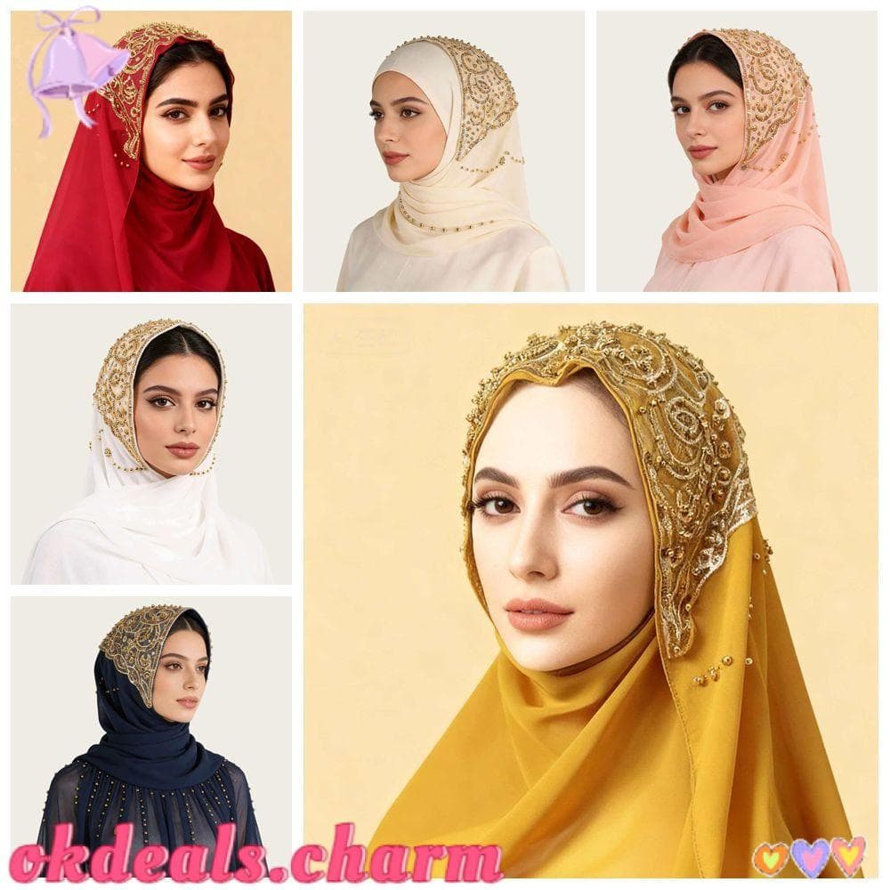 OKDEALS Turbante Instantâneo Muçulmano , Cabeça De Turbantes Respiráveis De Cobertura Completa , Lenço De Chiffon De Cor