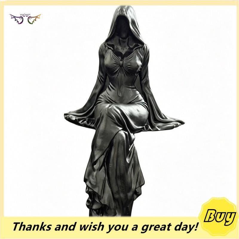Lady Reaper-Decoração De Casa-Estéreo Figura Com Capuz Escultura , Estátua Misteriosa Estante Sentado Halloween