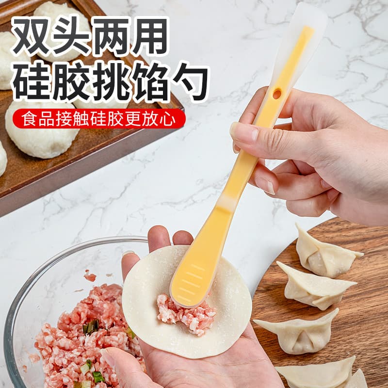 Casa japonesa história bolinho recheio colher espátula de Silicone Wonton colher recheio bolinhos de duas cabeças ferram
