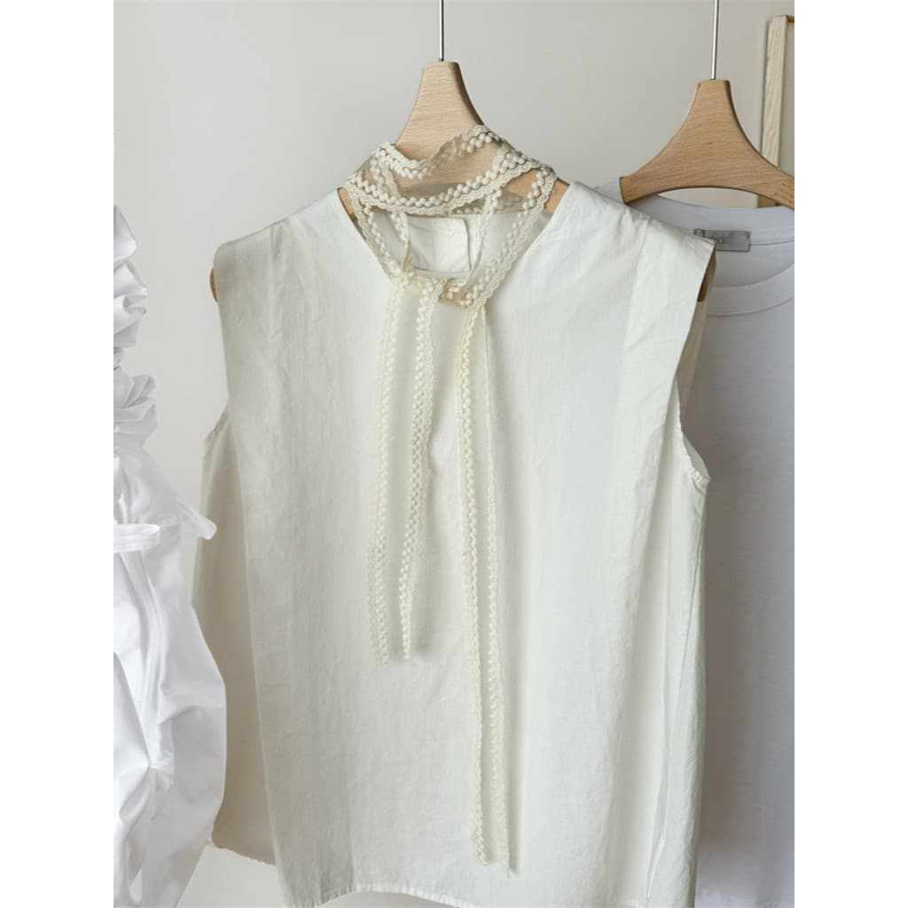 Novo estilo 2025 em camadas Design renda Streamer fino feminino primavera verão All-Match clavícula pescoço cinta lenço