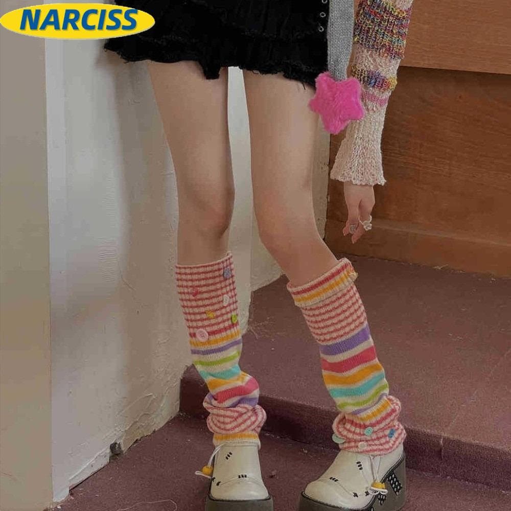 Meias De Perna NARCISSUSPW , Joelho Y2K Outono Inverno Altas De Malha Emagrecedoras Com Elasticidade