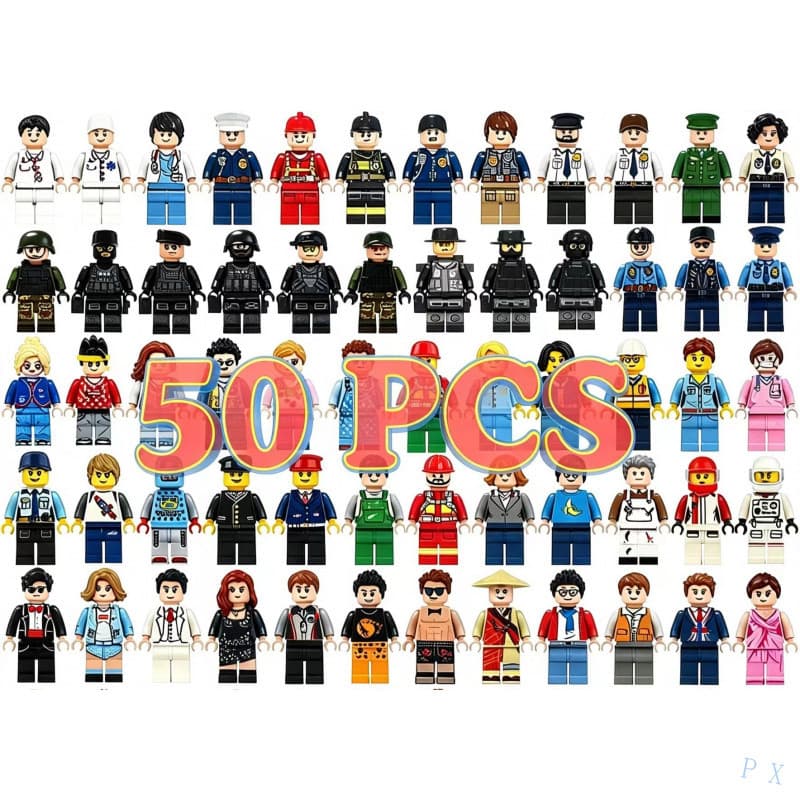 50 Peças Compatíveis com Minifiguras PX, Figuras de Ação, Brinquedos, Pacotes Surpresa (Inclui 50 Peças Selecionadas Ale