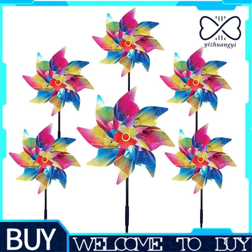 6 Pçs Giradores De Vento Brilhantes Para Quintal E Jardim , Decorações De Gramado Cataventos Coloridos Moinho Reflexivo