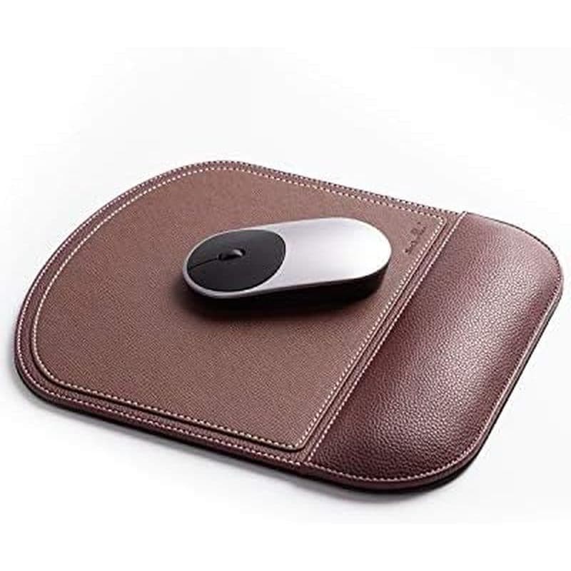 Mouse Pad De Couro Quadrado Marrom Para Escritório Com Descanso De Pulso E Design Antiderrapante , Mousepad PU Jogos Em