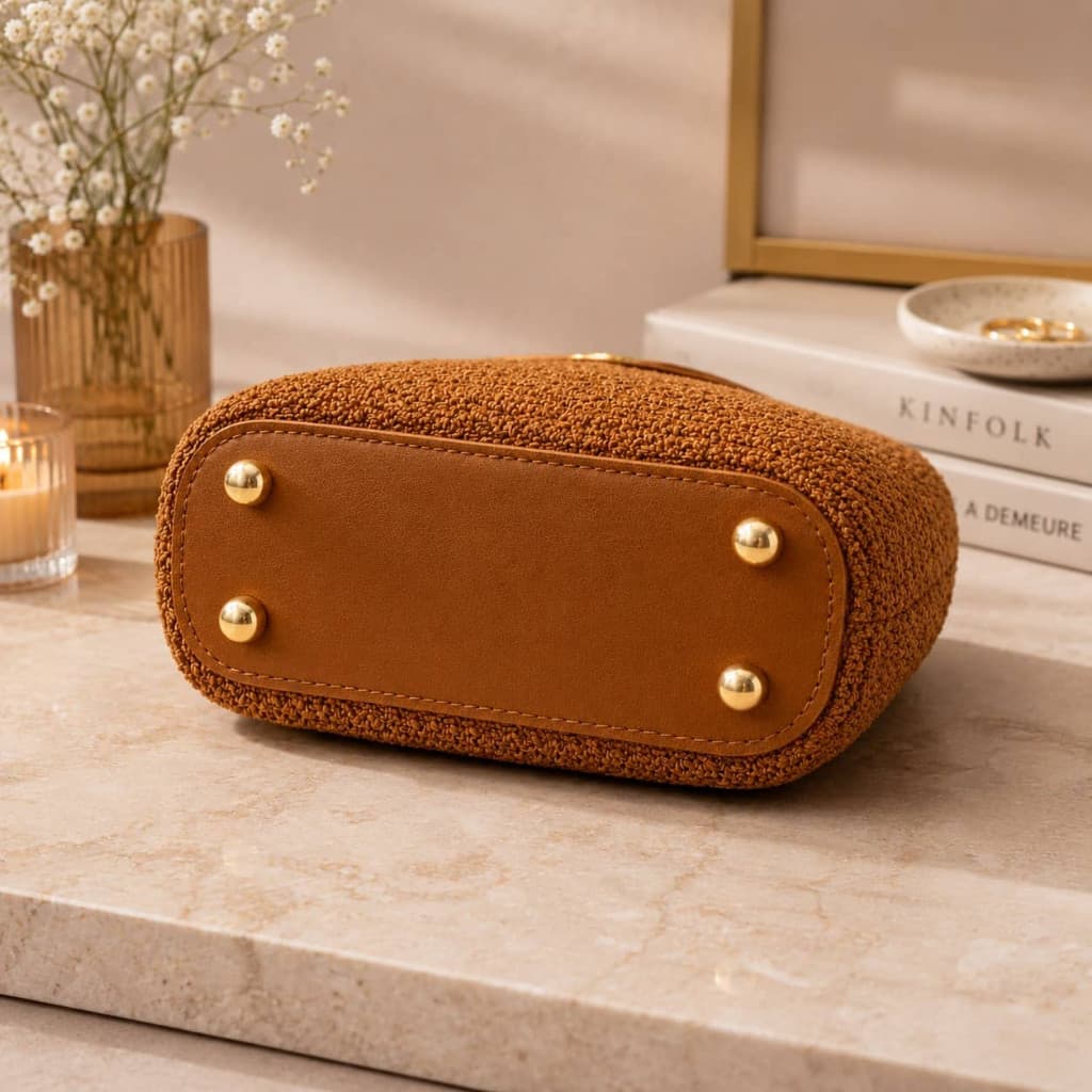 Kit Artesanato Bolsa Crochê com Tampa Zíper e Fundo Sintético 3 Peças Sofisticado Exclusivo Moderno