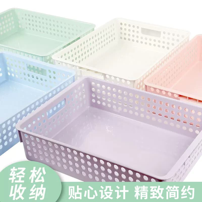 Cesta de armazenamento de plástico Cesta de arquivo Escritório Desktop Lanche Cesta arrumada Caixa de armazenamento de j