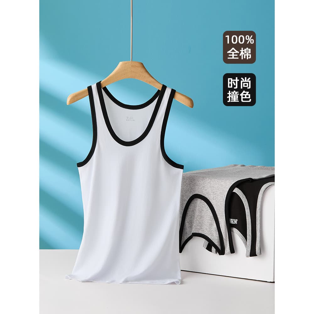 Verão masculino puro algodão esportes colete obstáculos 100% algodão fino interior Wear camisa de fundo Undershirt mascu