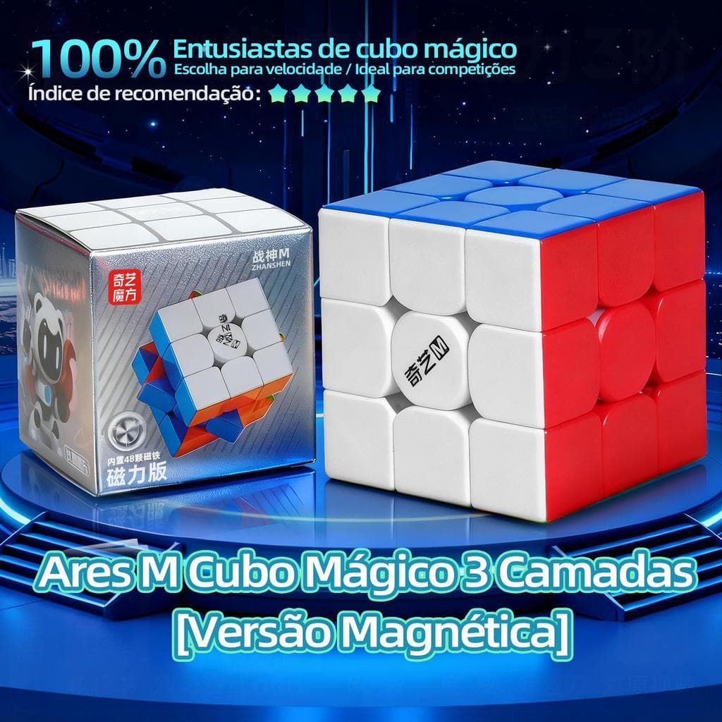 Cubo Mágico 3x3x3 QiYi Ares M Magnético Speed Cube Profissional Leve 58g Brinquedo Educativo