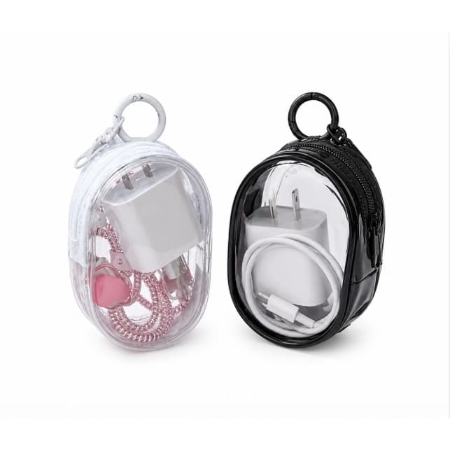 Kit 2 Mini Bolsas Organizadoras Transparentes com Zíper para Carregador Fone de Ouvido