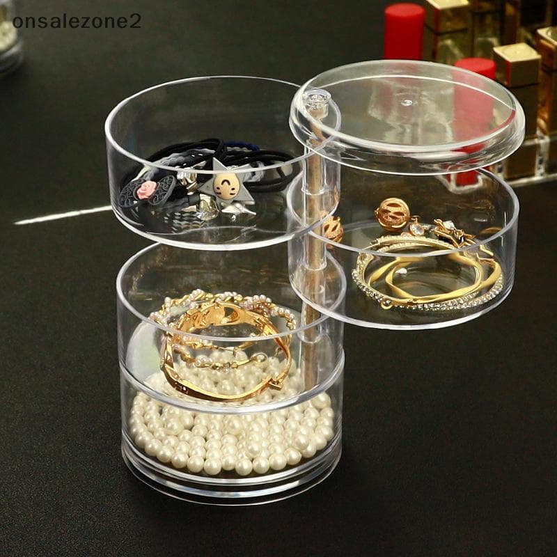 ONS Acrílico Claro Redondo Caixa De Armazenamento Staable Cinto Ra Display Titular Para Relógio Jóias Cosméticos Pulseir
