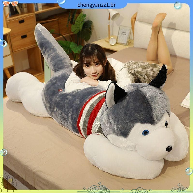 Husky boneca dormir travesseiro brinquedo de pelúcia Ragdoll cama feminina Flip-perna boneca cão grande grande grande gr