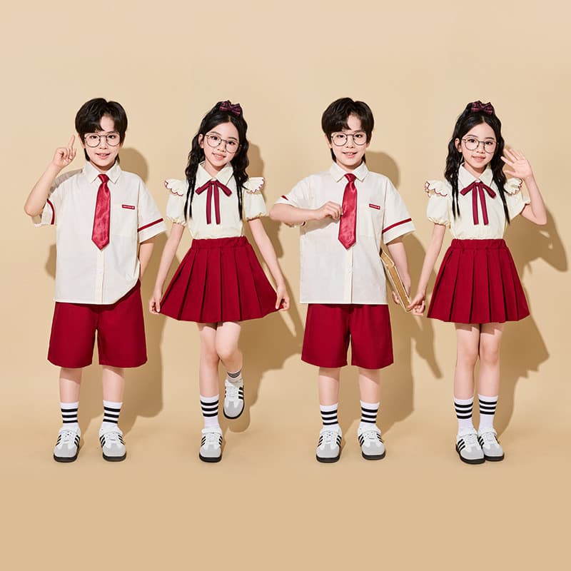 Crianças desempenho traje estudantes do ensino fundamental jogos Cheerleading estilo Preppy camisa vinho vermelho classe