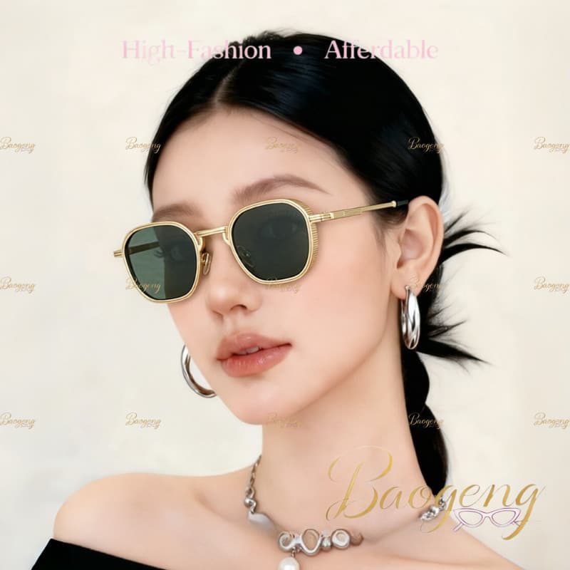 (BAOGENG) Proteção UV400 Óculos De Sol Leves E Pequenos Quadrados De Metal Moda Coreana Retrô Unissex , Clássicos Para F