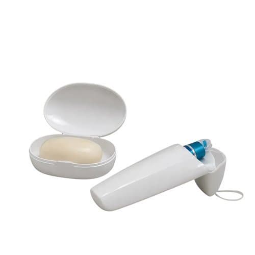 Kit Porta Escova Dente Saboneteira Portatil Branco Viagem Academia Compacto