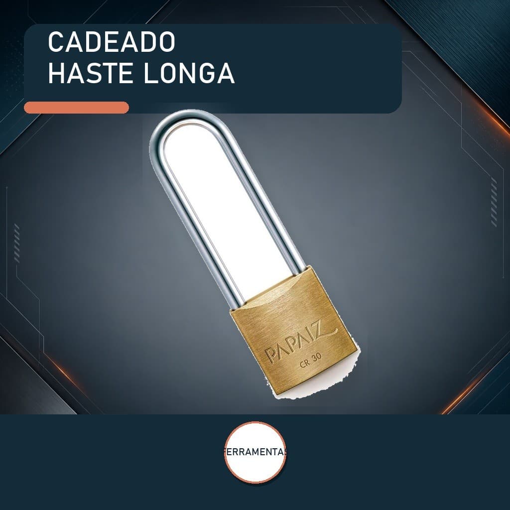 Cadeado Haste Longa Papaiz 30/50 Latão Maciço Segurança Portão Grade Corrente Casa Comércio