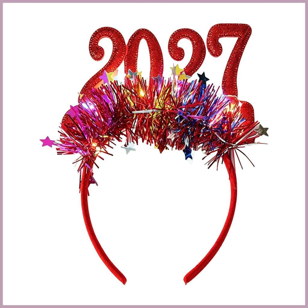 Natal LED Bandana 2027 Bonito Glitter Acessórios De Cabelo Ano Novo Cabeça Bandas Festa Traje Para Mulheres Meninas hyss