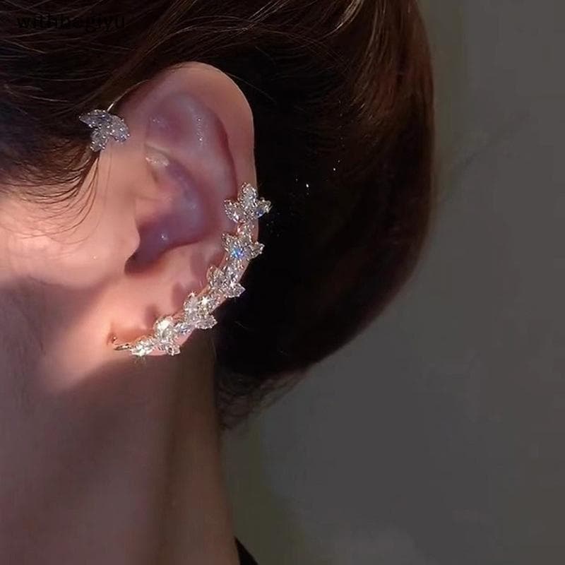 dfd Novos Clipes De Orelha De Folhas De Zircônia Sem Piercing Gancho Para Mulheres Espumante Zircão Manguito Clipe Brinc
