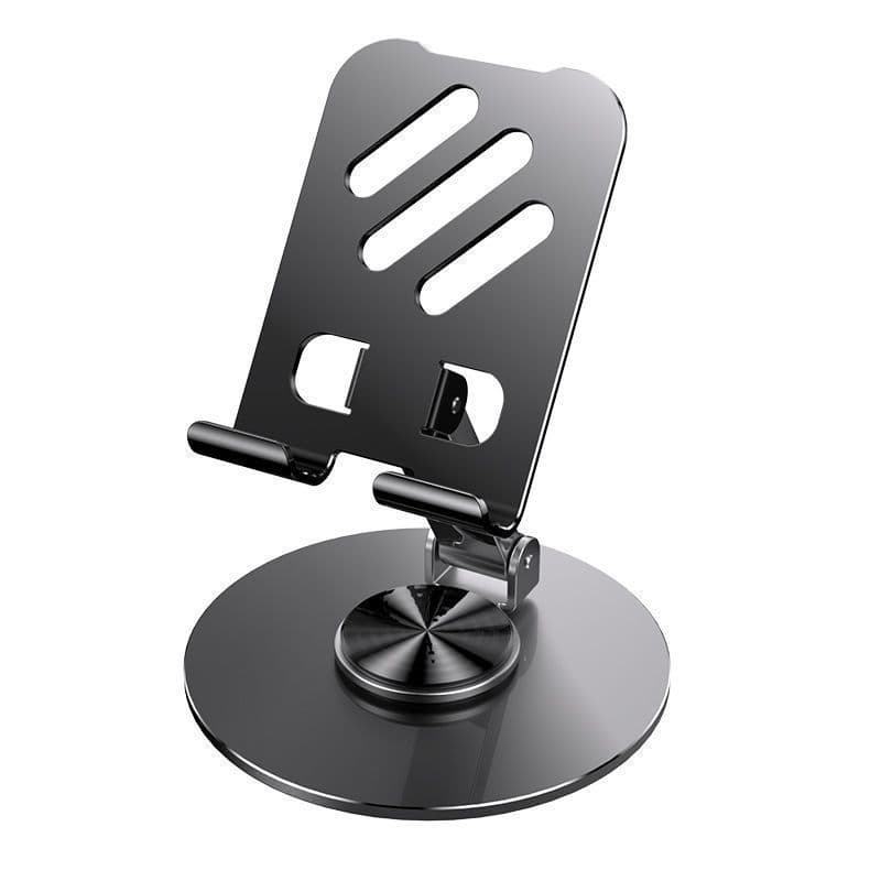 Suporte de mesa ajustável para celular e tablet, dobrável, giratório, de metal, para transmissão ao vivo.