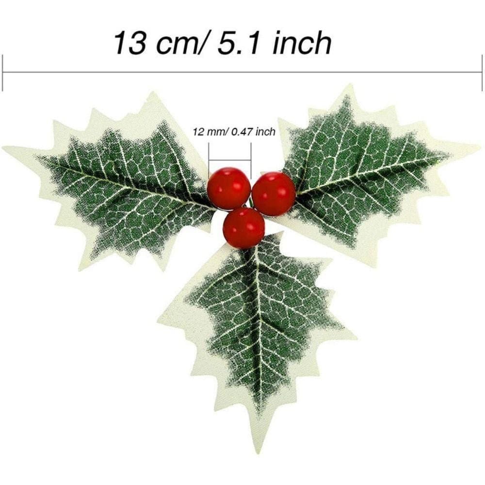 LOVUR 20 Peças De Folhas De Azevinho De Natal , Flor De Frutas Vermelhas De Plástico DIY , Enfeites De Guirlanda De Flor