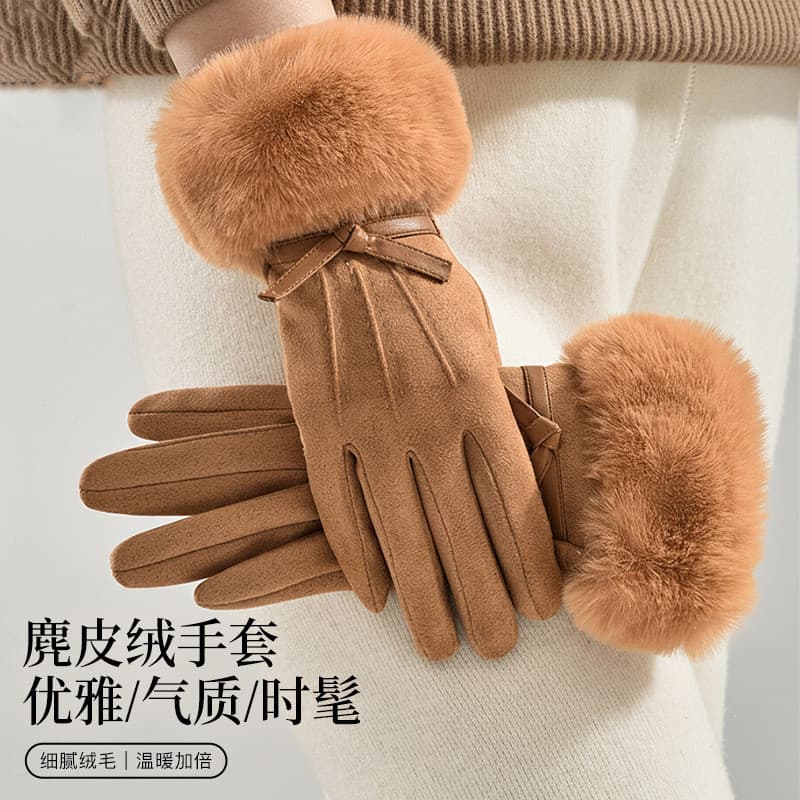 Outono inverno luvas mulheres Deerskin velo pulso luvas quentes homens tela toque luvas dos homens ciclismo luvas de esq