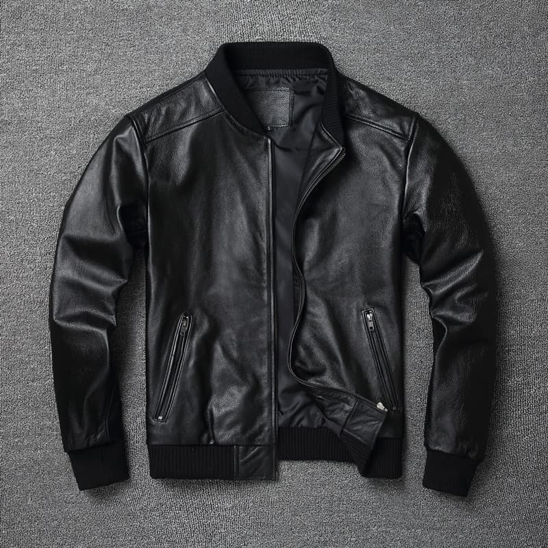 Jaqueta de couro genuíno masculina, primavera outono, Slim fit, uniforme de beisebol curto, primeira camada, jaqueta de