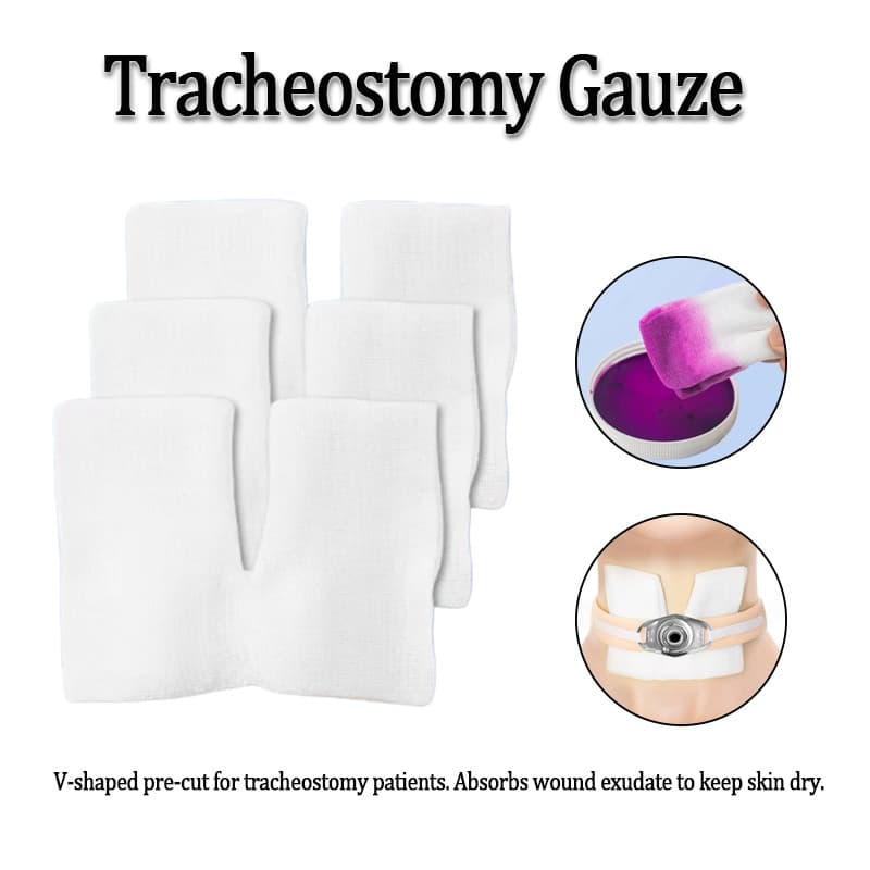 Almofadas De Gaze De Traqueostomia Estéreis Médicas Em Forma De V , Curativo Pré-Cortado Para Pacientes Com , Cuidados F