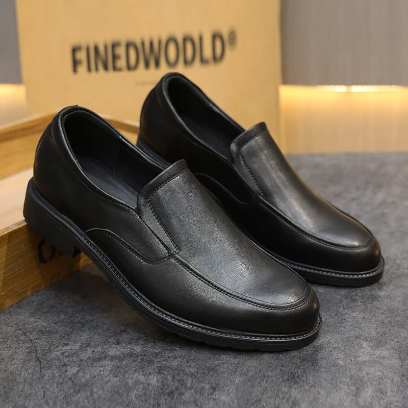 Preto baixo-topo sapatos masculinos de negócios dedo do pé redondo sola macia respirável macacão Casual Debi sapatos de