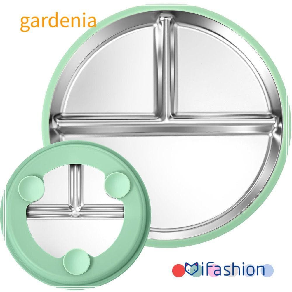 Pratos Divididos Para Bebês GARDENIA , Mangas De Silicone Prato Infantil 2 Em 1 Com Sucção , Aço Inoxidável