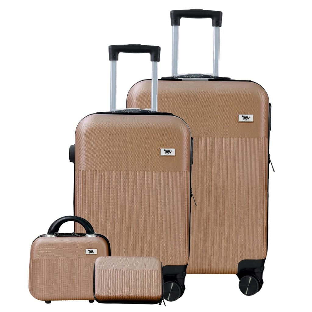 Kit Jogo de Malas Viagem 4 Peças Despacho 23kg Bordo 10kg + Frasqueira + Necessaire ABS Chapa Dupla Conjunto M1-M6