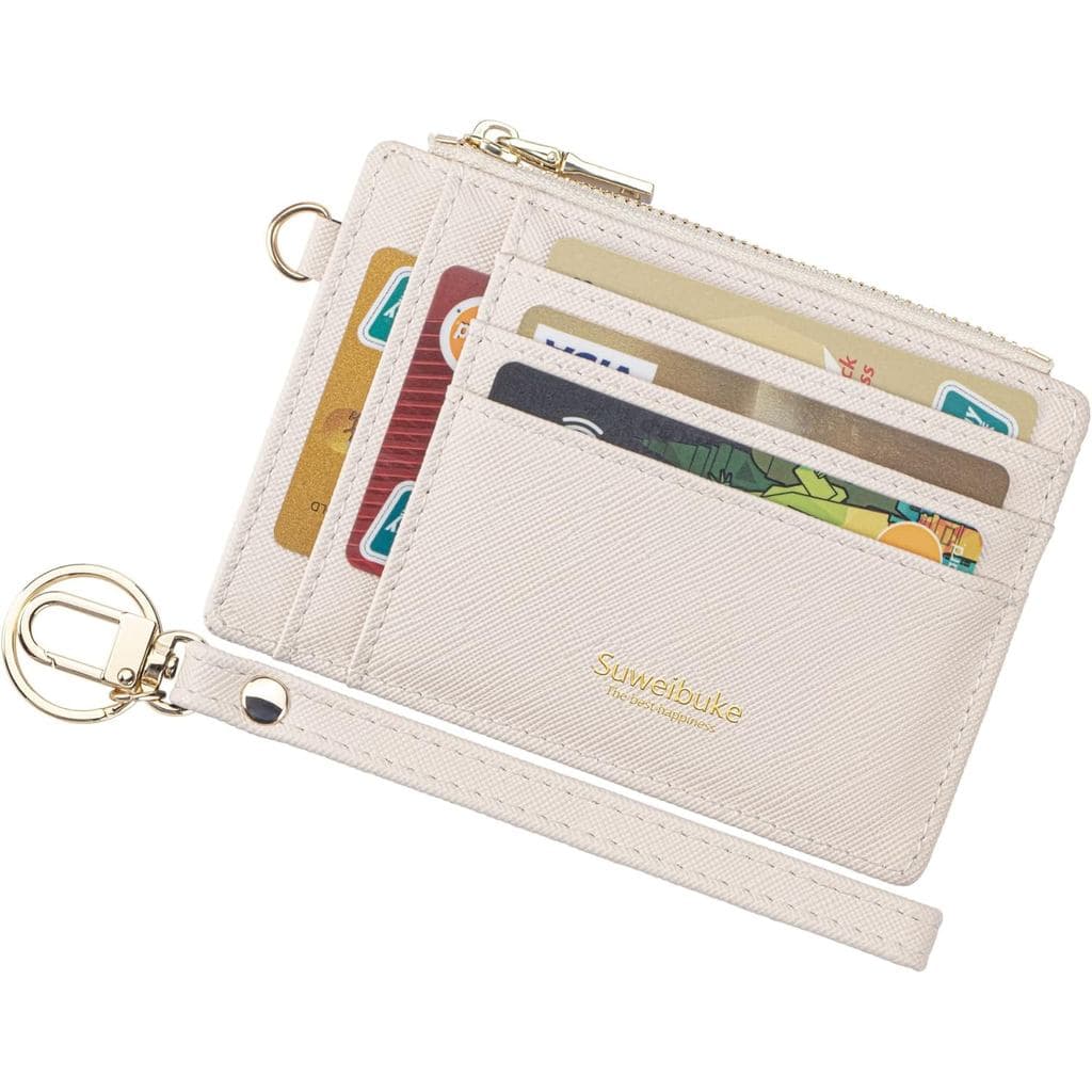 Carteira Feminina Compacta de Couro com Bloqueio RFID, Porta-Cartões de Crédito, Porta-Documentos com Zíper, Porta-Moe
