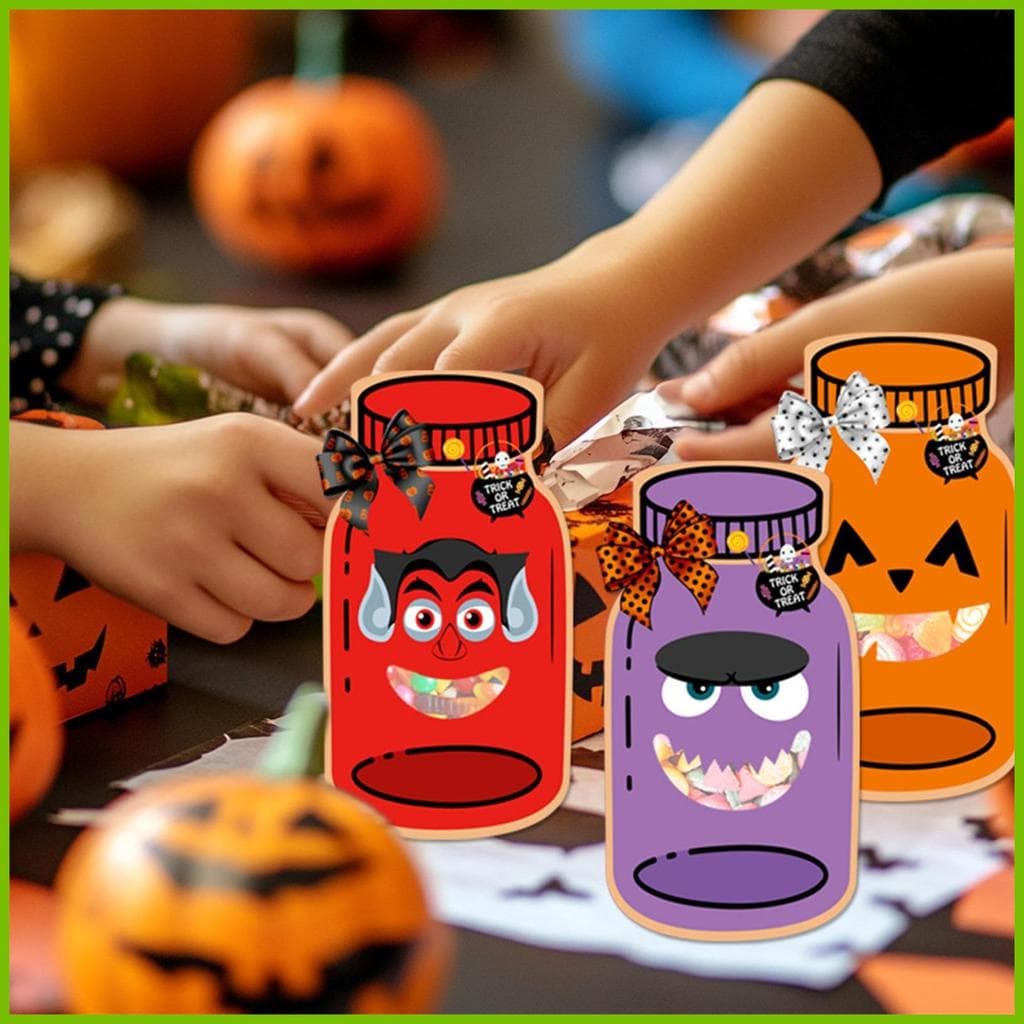 Sacos De Guloseimas De Halloween Festivos Organizador De Embrulho Prático Doces Com Cartões De Jarra Para Pré-Escola iad
