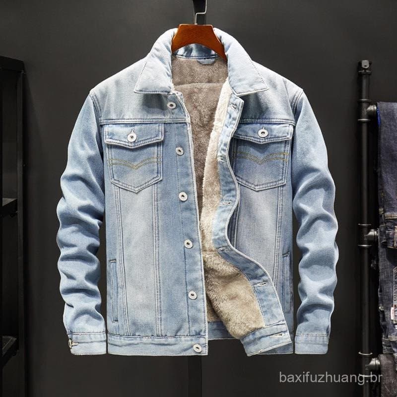 Nova Jaqueta Jeans De Inverno Com Forro De Veludo , Masculino Casual Plus Size , Moda Masculina .